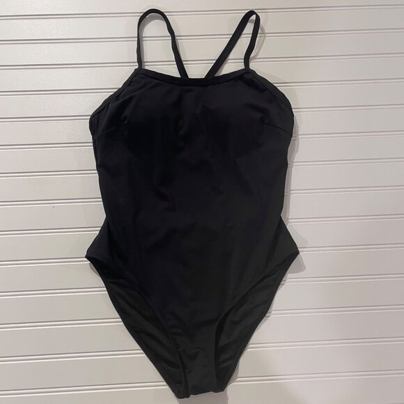 Yonique Womens One Piece Swimsuit Medium Black Athletic Crossback Racerback - Picture 1 of 6